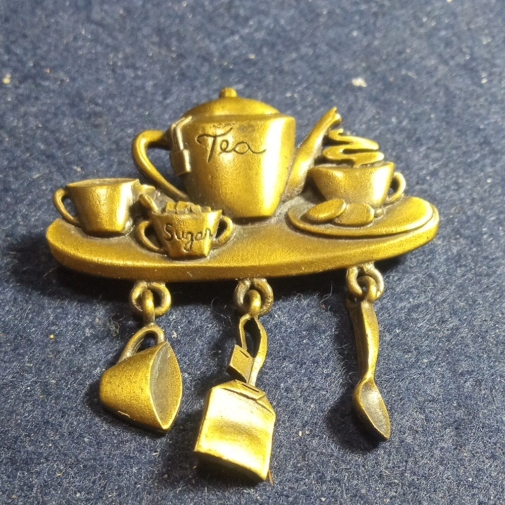 Vintage Tea Set Brooch By JJ Vintage